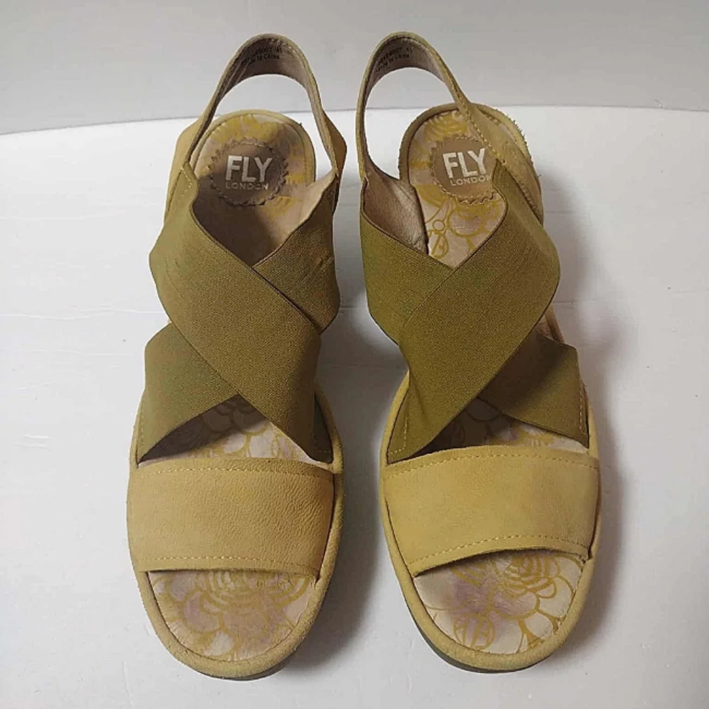 FLY London Women's Wedge Slingback Open Toe Slip-on Platform Leather Sandals 41